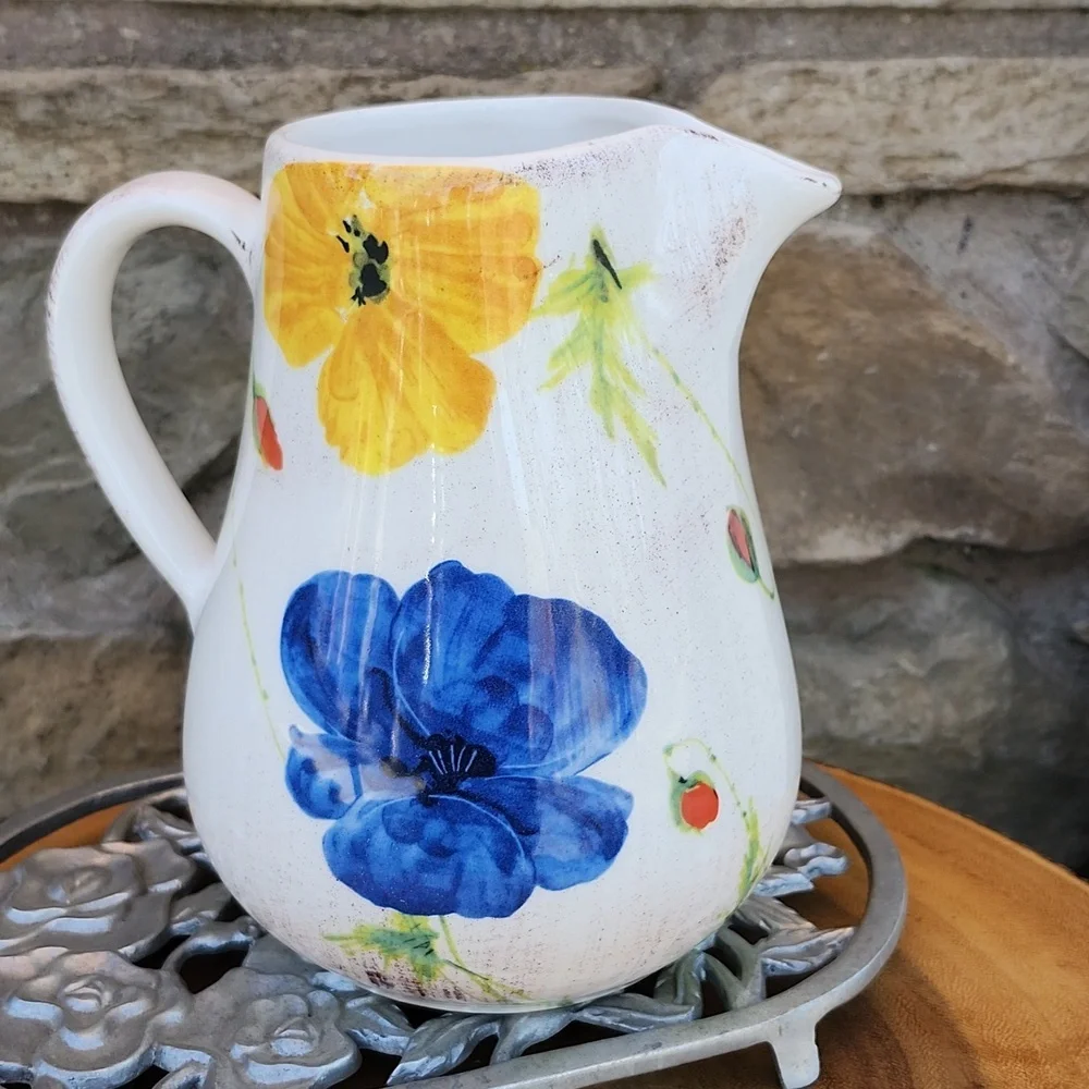 GTB HOME ITALIAN 72 OUNCE FLORAL POPPY PITCHER - Picture 10 of 11